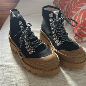 Black Lace Up Boots with Chunky Sole